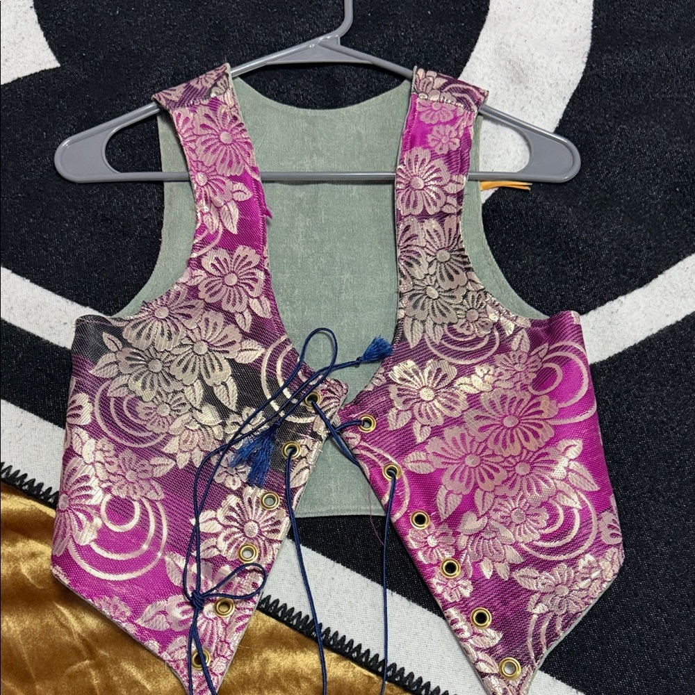 Floral Pink and Gold Vest